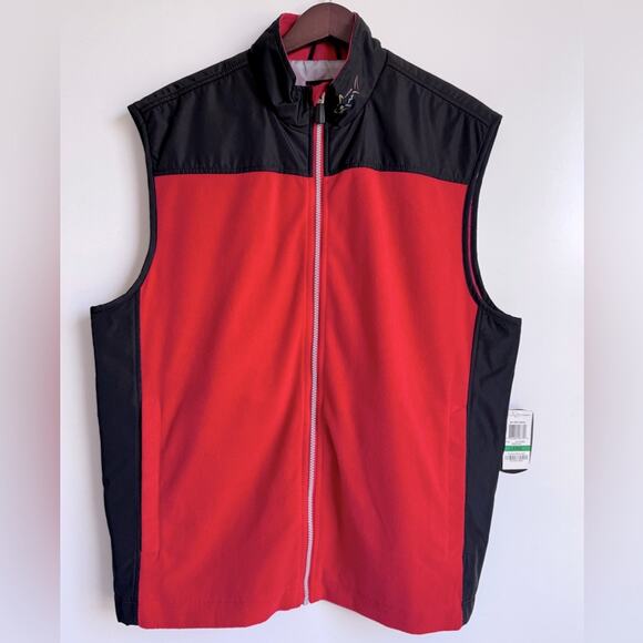 Greg Norman for Tasso Ella Men’s Golf fleece Vest Large Red Black Size Large NWT - Picture 1 of 10